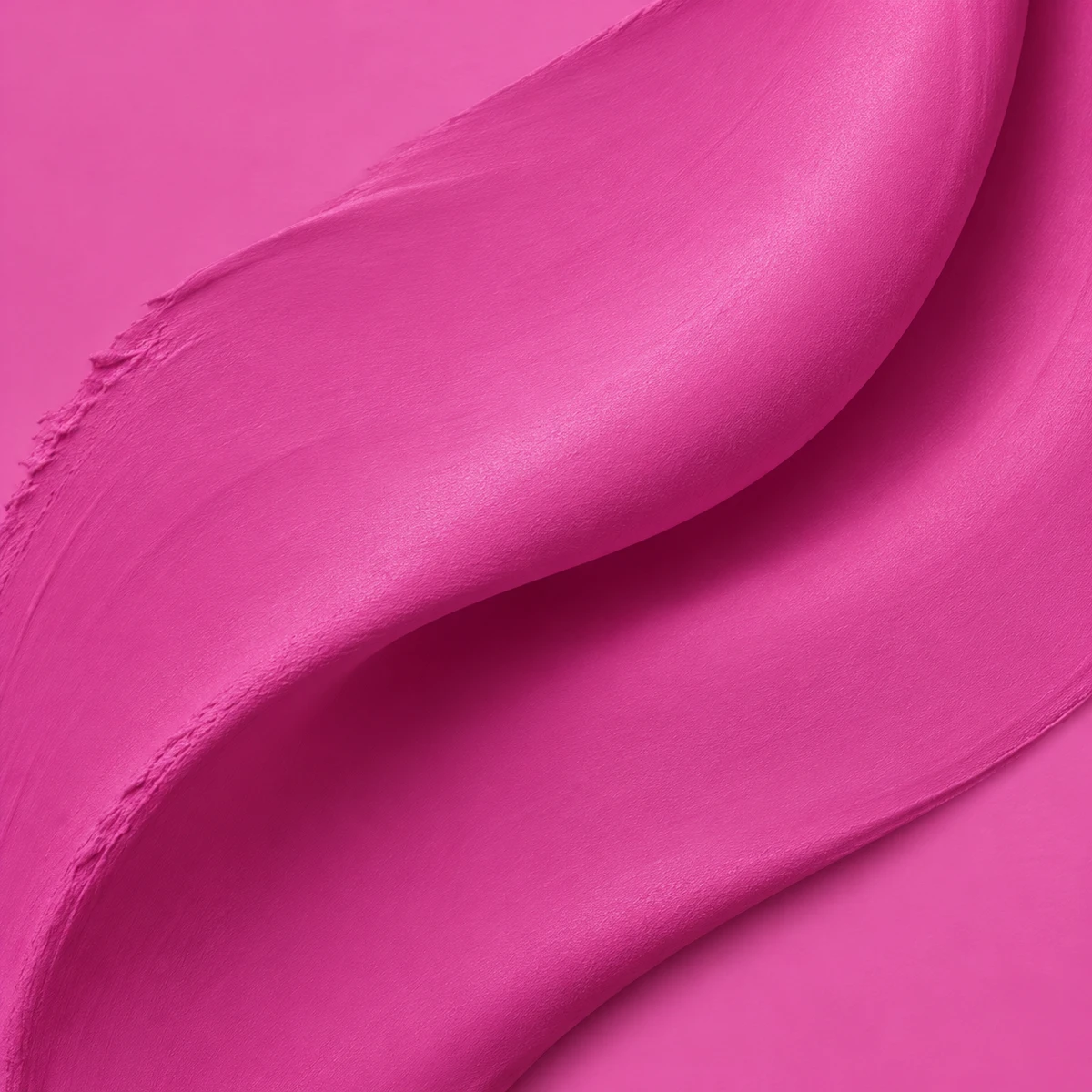 A sculptural sweep of saturated pink paint, folding in soft light.