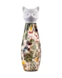 William Farquhar insulated bottle by CLiZ with cat-shaped cap, botanical birds and flowers