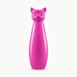Aura Pink insulated bottle by CLiZ with cat-shaped cap, saturated pink finish
