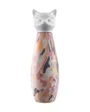 Rose Dust insulated bottle by CLiZ with cat-shaped cap, pink and taupe camouflage